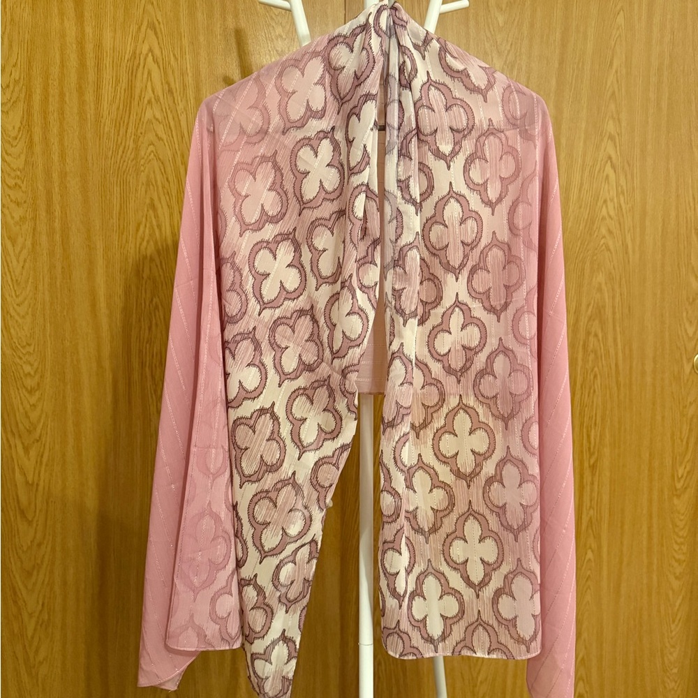 Pink Floral Patterned Scarf Shawl Wrap